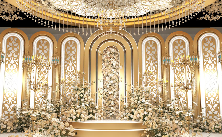 青川香槟色调婚礼堂效果展示