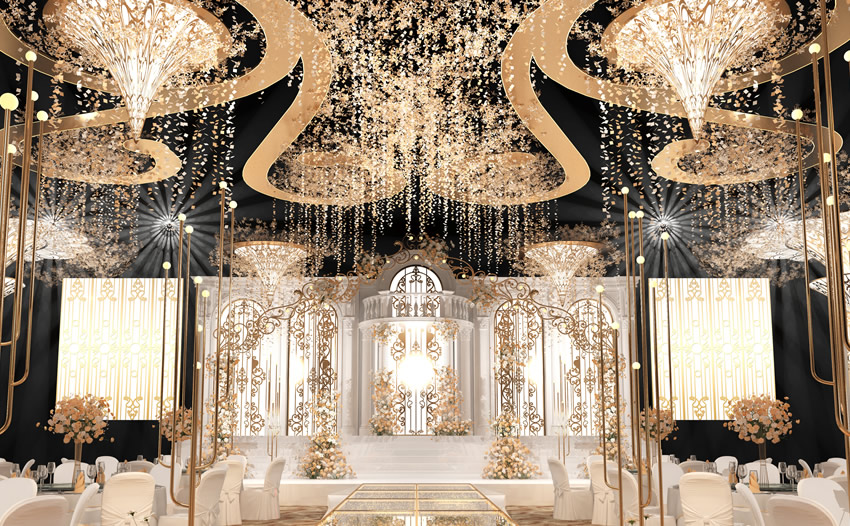 青川花木兰喜事汇金色大厅效果展示